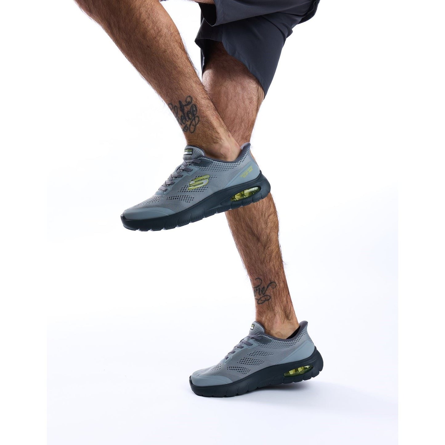 Skechers Skech-Air Summits Textile Men's Charcoal/Lime Trainers