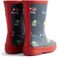 Hunter Kids First Construction Print Boot Rubber Boys's Hunter Navy/Military Red Wellington Boots