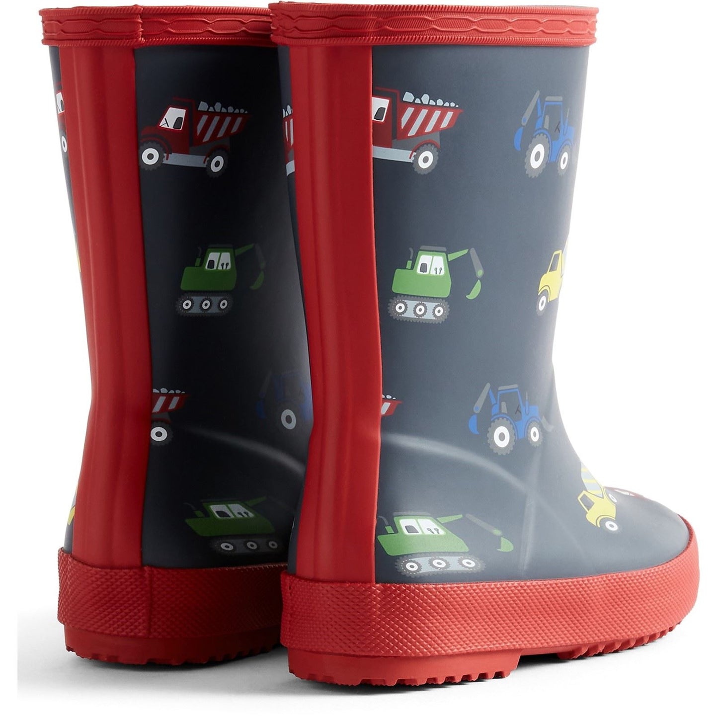 Hunter Kids First Construction Print Boot Rubber Boys's Hunter Navy/Military Red Wellington Boots