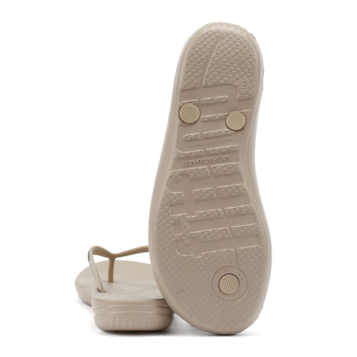 FitFlop Iqushion Ombre Sparkle Women's Taupe/Pewter Flip Flops