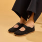 Hush Puppies Juno Suede Sneakerina Leather Women's Black Flats