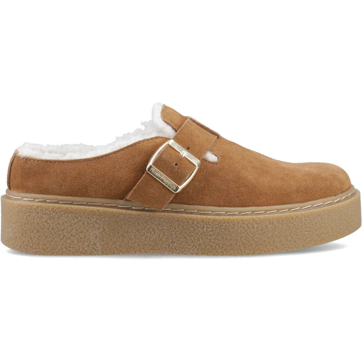 Hush Puppies Blanche Fur Leather Women's Tan Mules