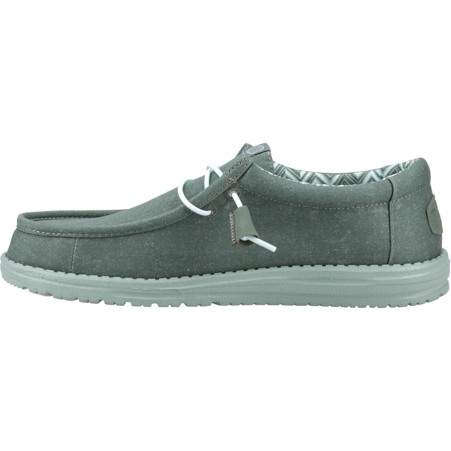 HEYDUDE Wally Canvas 100% Cotton Men's Duck Green/Iceberg Green Moccasins Shoes