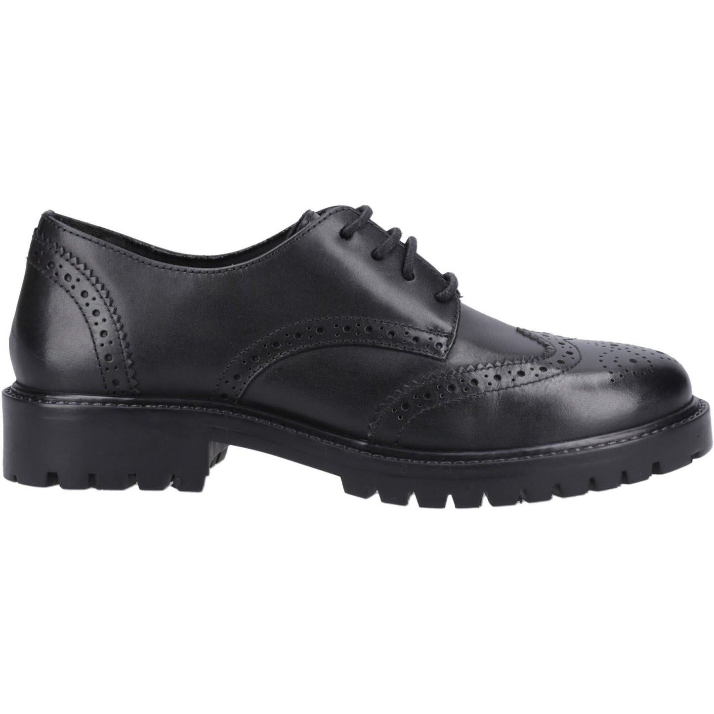 Hush Puppies Athena Leather Youth Black Brogues