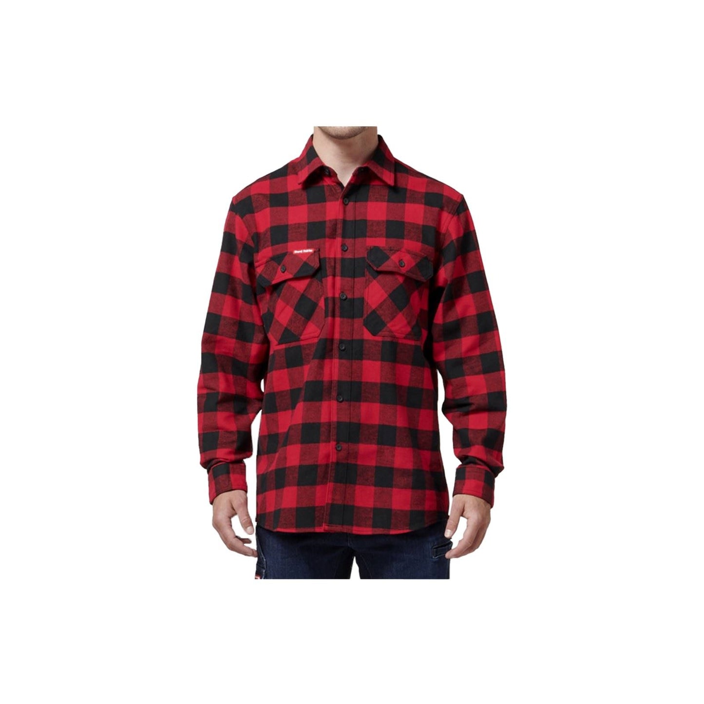 Hard Yakka Men's Long Sleeve Check Flannel Shirt in Red