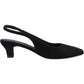 Hush Puppies Nahla Suede Heel Leather Women's Black Round Slingback Shoes
