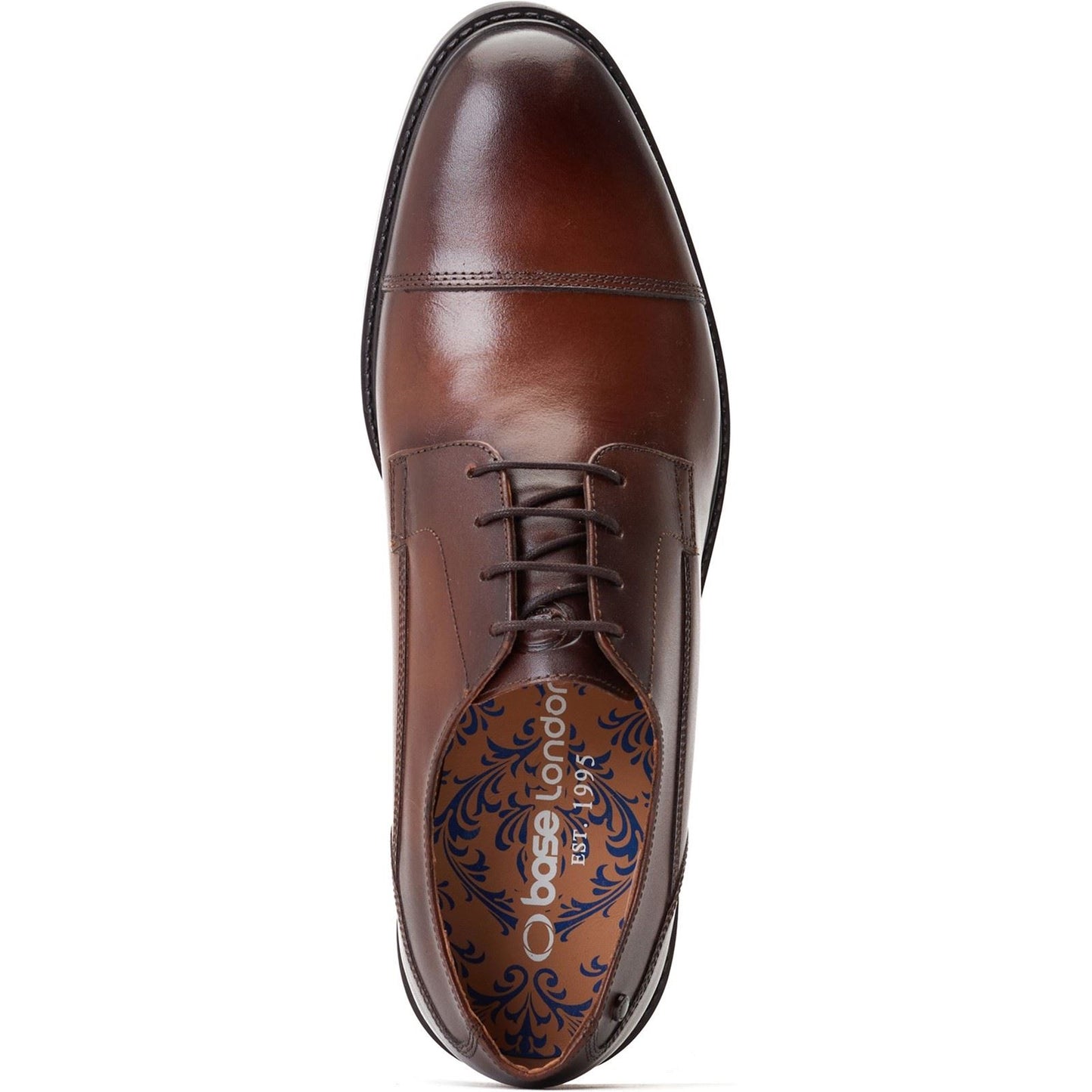 Base London Men's Magnus Toe-Cap Derby in Burnt Brown
