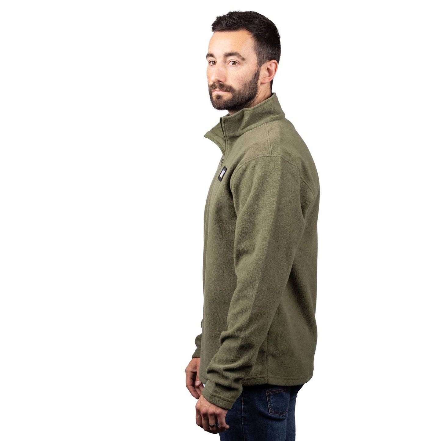 Caterpillar Men's Cat Microfleece Quarter Zip in Chive