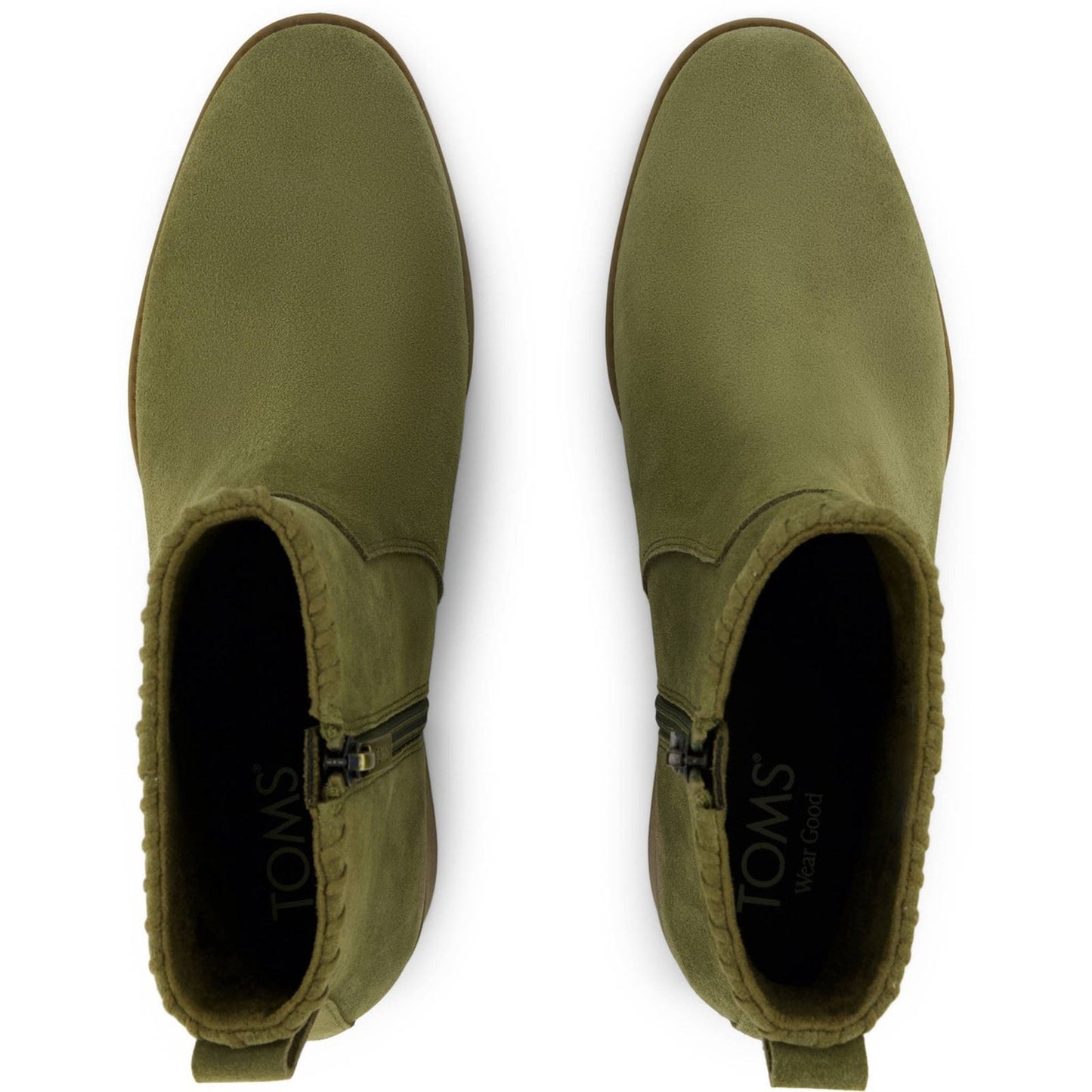 TOMS Delilah Heeled Suede Women's Khaki Heeled Ankle Boots