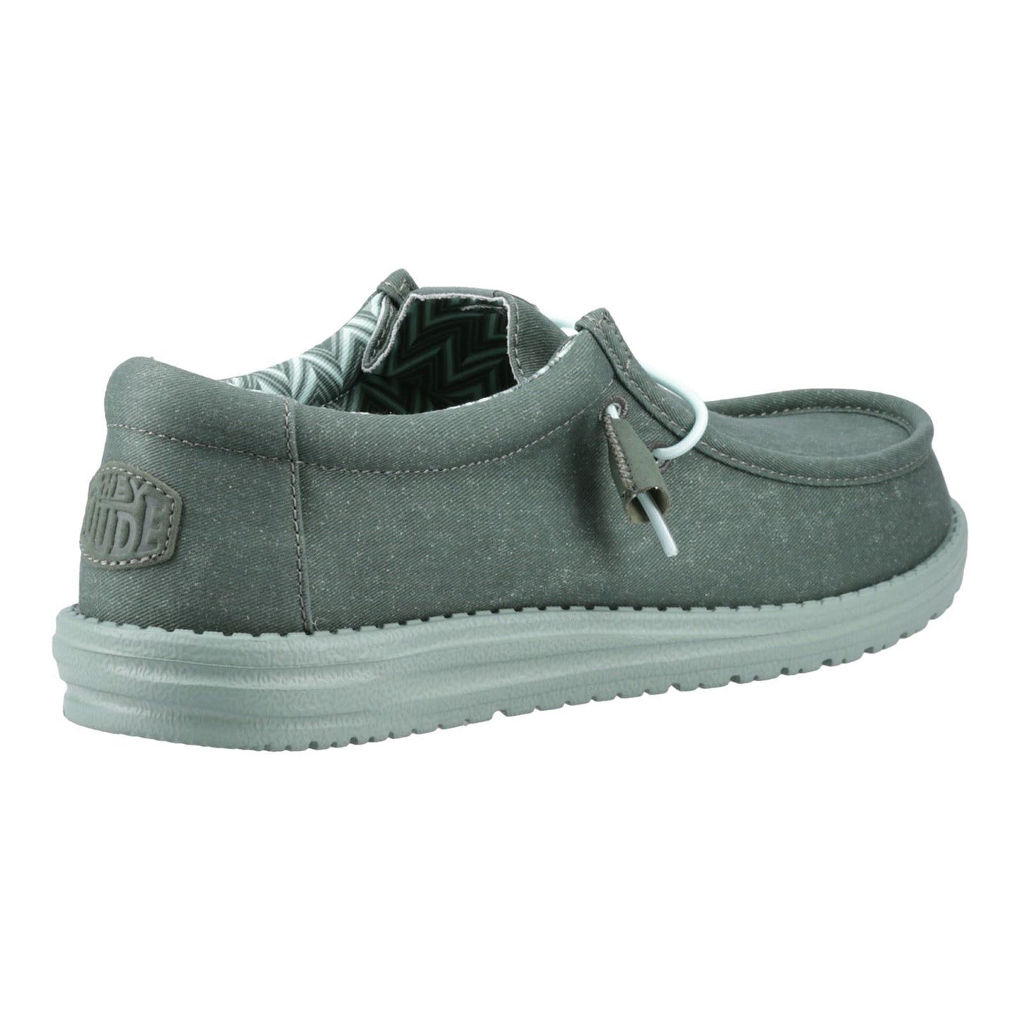 HEYDUDE Wally Canvas 100% Cotton Men's Duck Green/Iceberg Green Moccasins Shoes