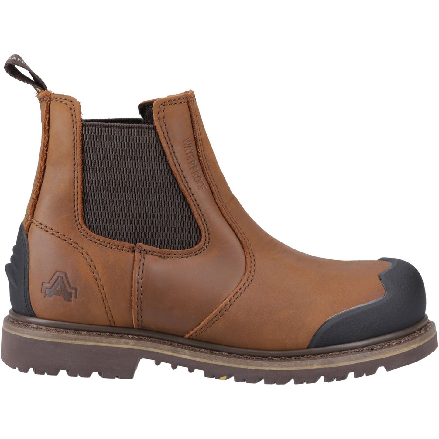 Amblers Safety Men's FS225 Goodyear Welted Waterproof Pull On Chelsea Safety Boot in Brown