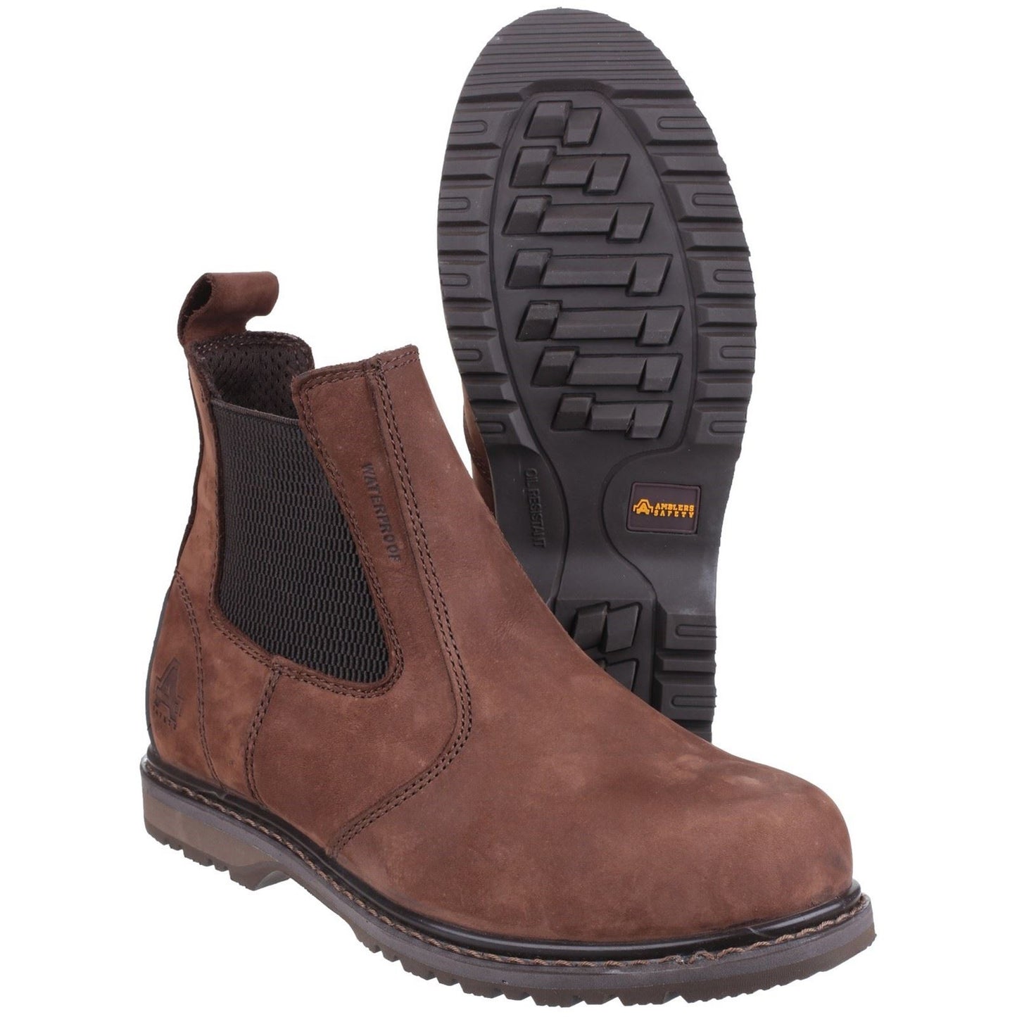 Amblers Safety Men's AS148 Sperrin Lightweight Waterproof Pull On Dealer Safety Boot in Brown
