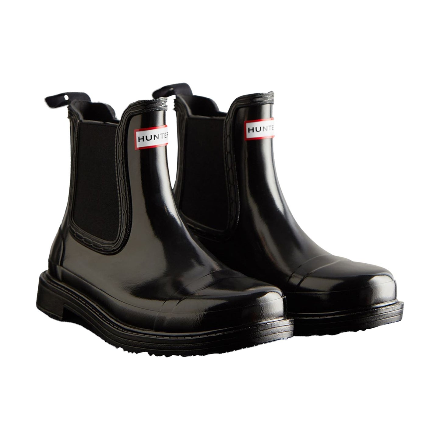 Hunter Women's Commando Gloss Chelsea Boots in Black