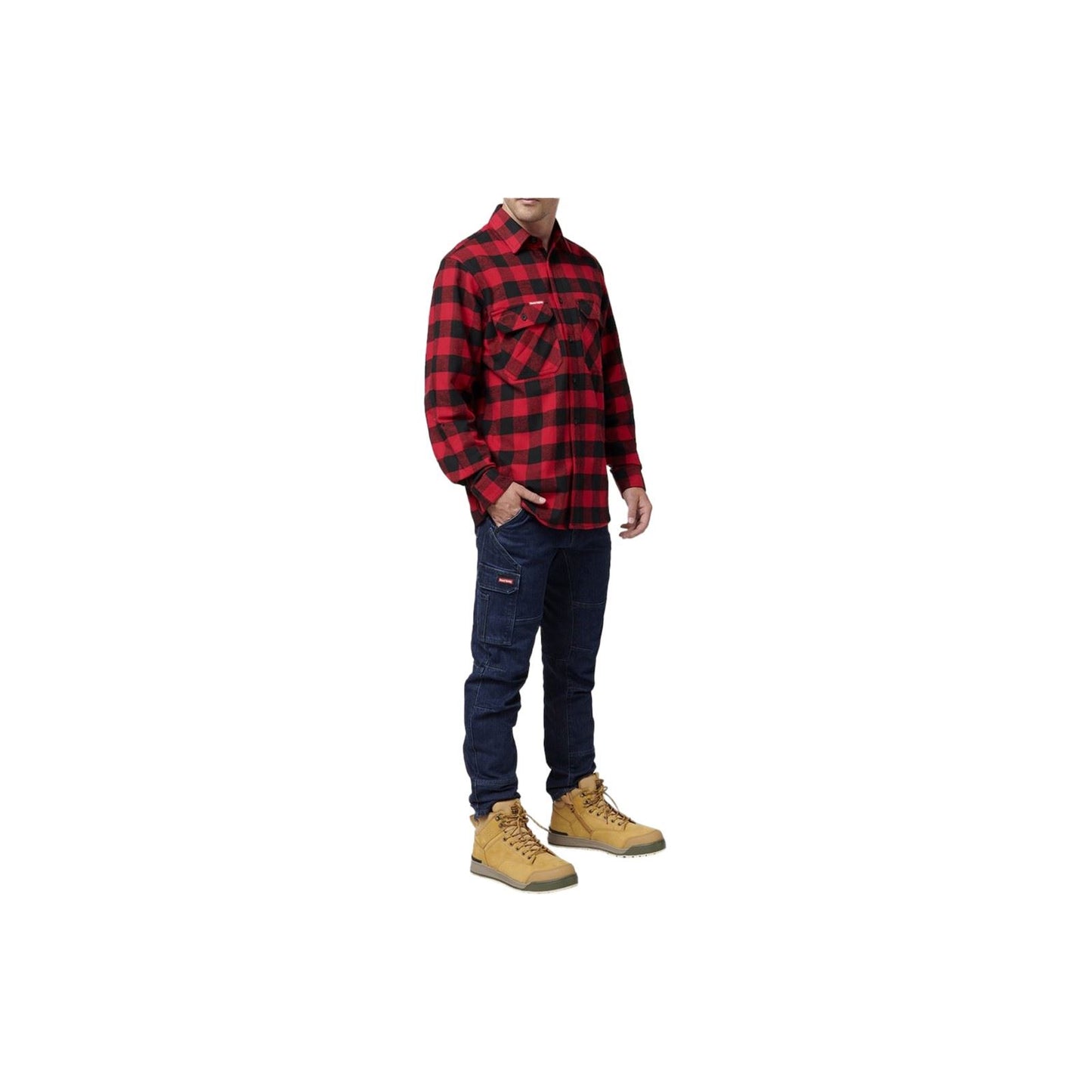 Hard Yakka Men's Long Sleeve Check Flannel Shirt in Red