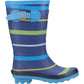 Cotswold Stripe Wellington Rubber Junior Blue/Green/Yellow Wellington Boots