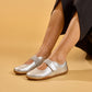 Hush Puppies Juno Sneakerina Leather Women's SILVER Flats