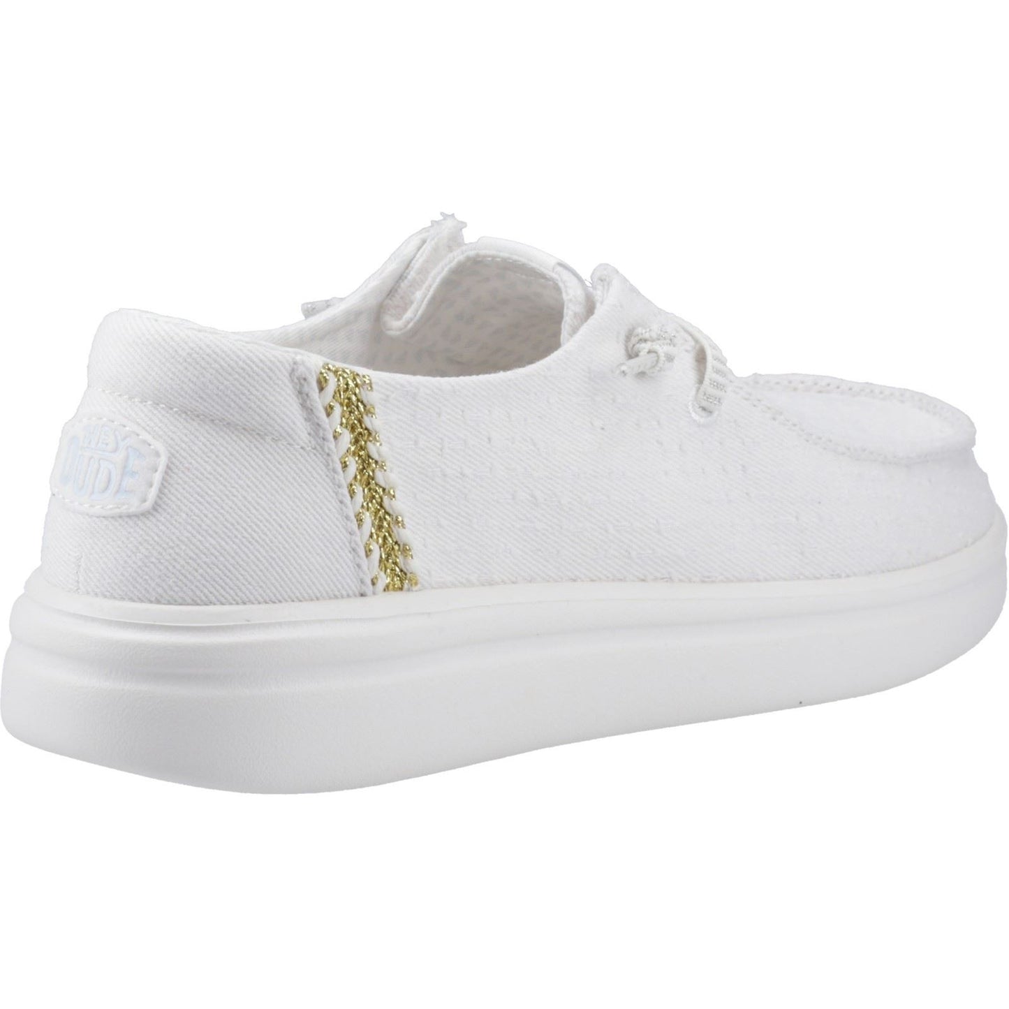 HEYDUDE Wendy Rise Perf Canvas Polyester Blend Women's White Moccasins Shoes