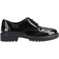 Hush Puppies Athena Patent Leather Youth Black Brogues