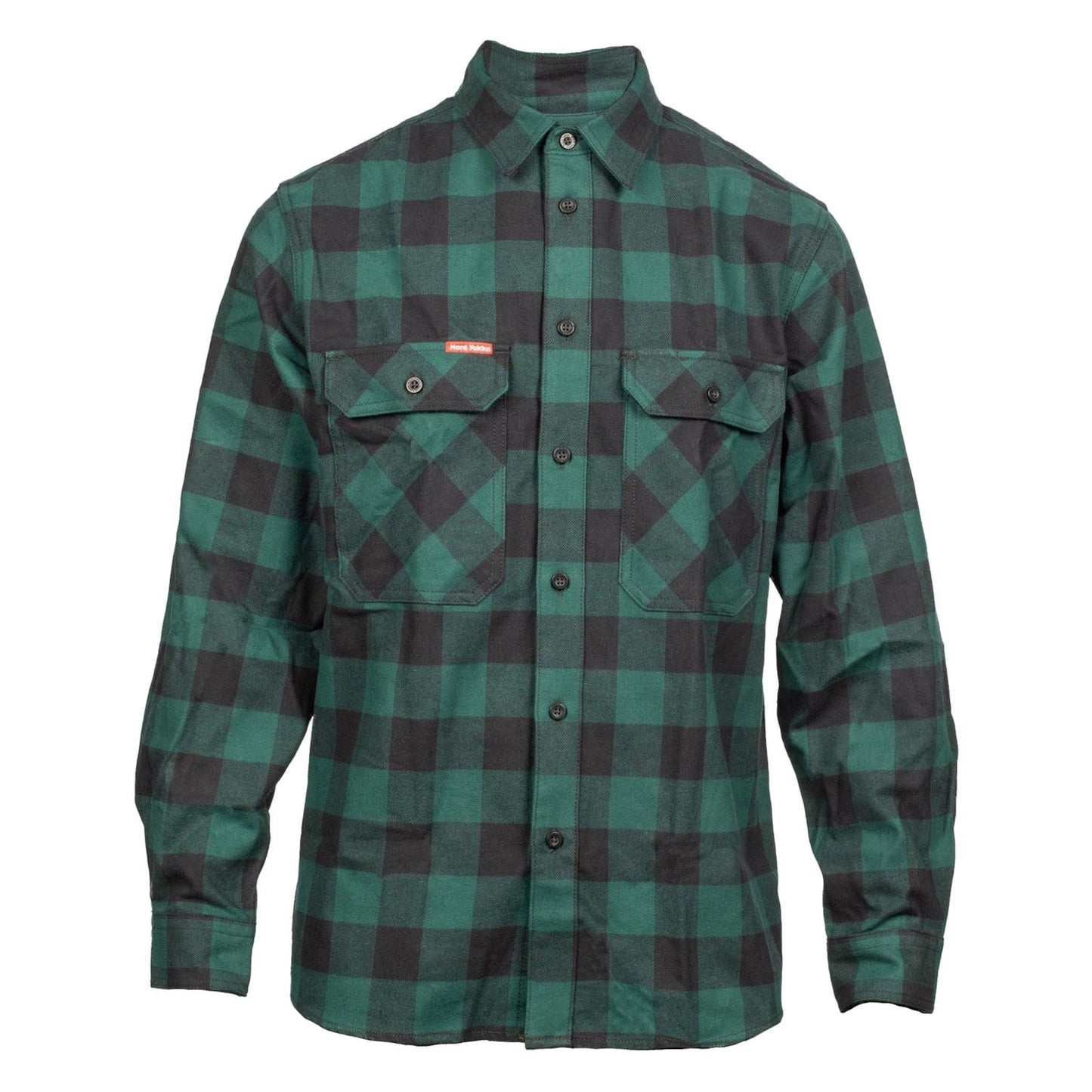 Hard Yakka Men's Long Sleeve Check Flannel Shirt in Green