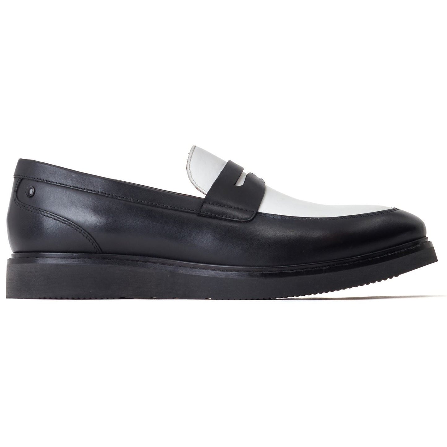 Base London Men's Sid Penny Loafer in Black/White