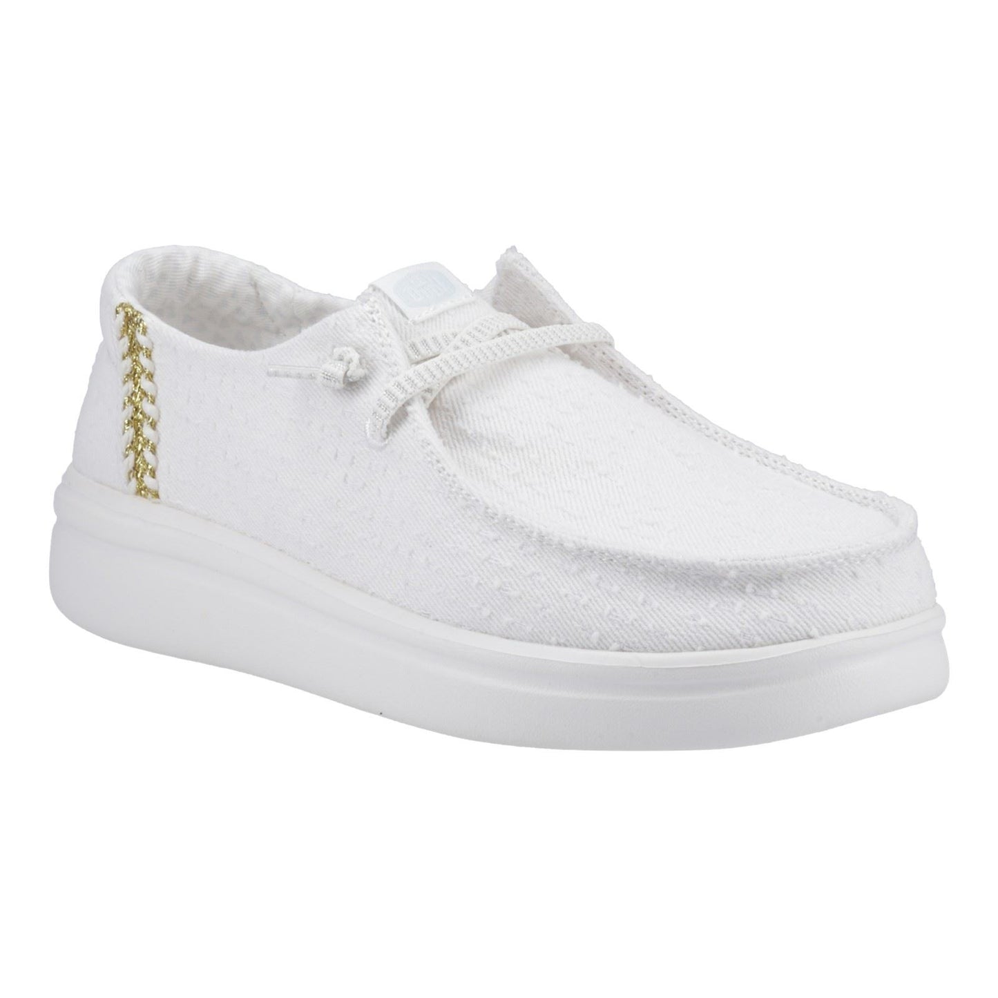 HEYDUDE Wendy Rise Perf Canvas Polyester Blend Women's White Moccasins Shoes