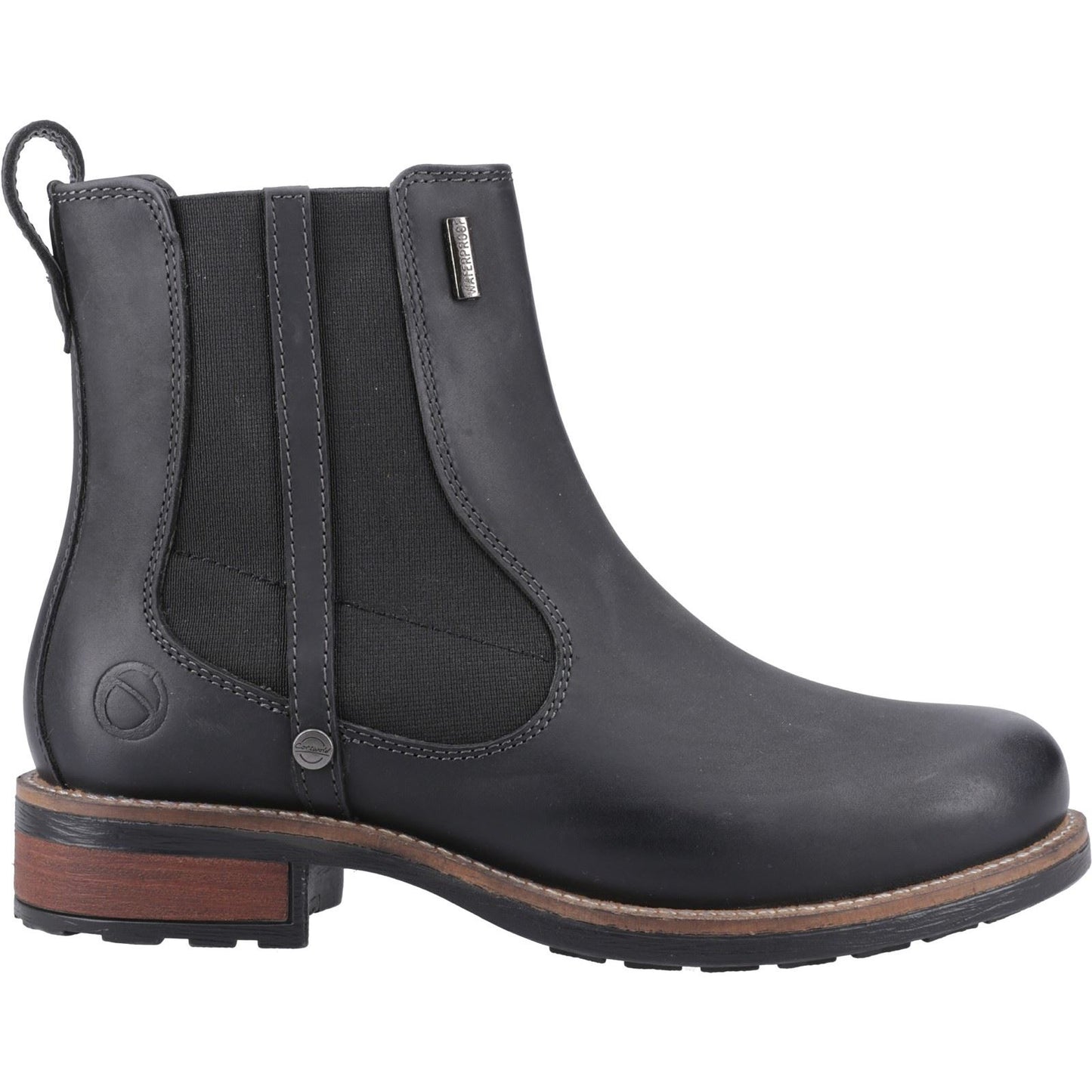 Cotswold Notgrove Leather Women's Black Flat Chelsea Boots