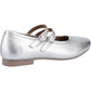 Hush Puppies Nancy Mary Jane Leather Women's Silver Flats