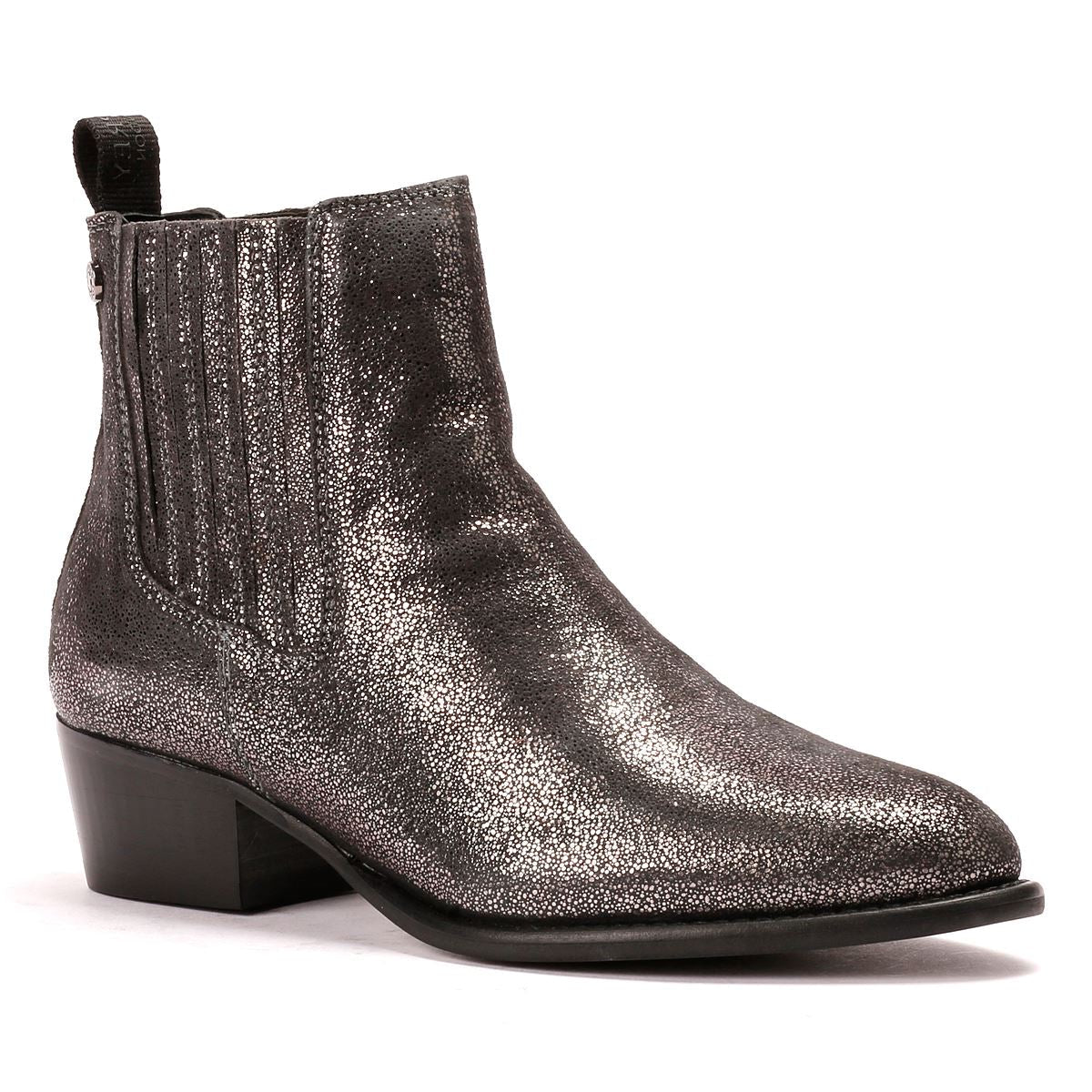 Osprey London The Janey Leather Women's Gunmetal Ankle Boots