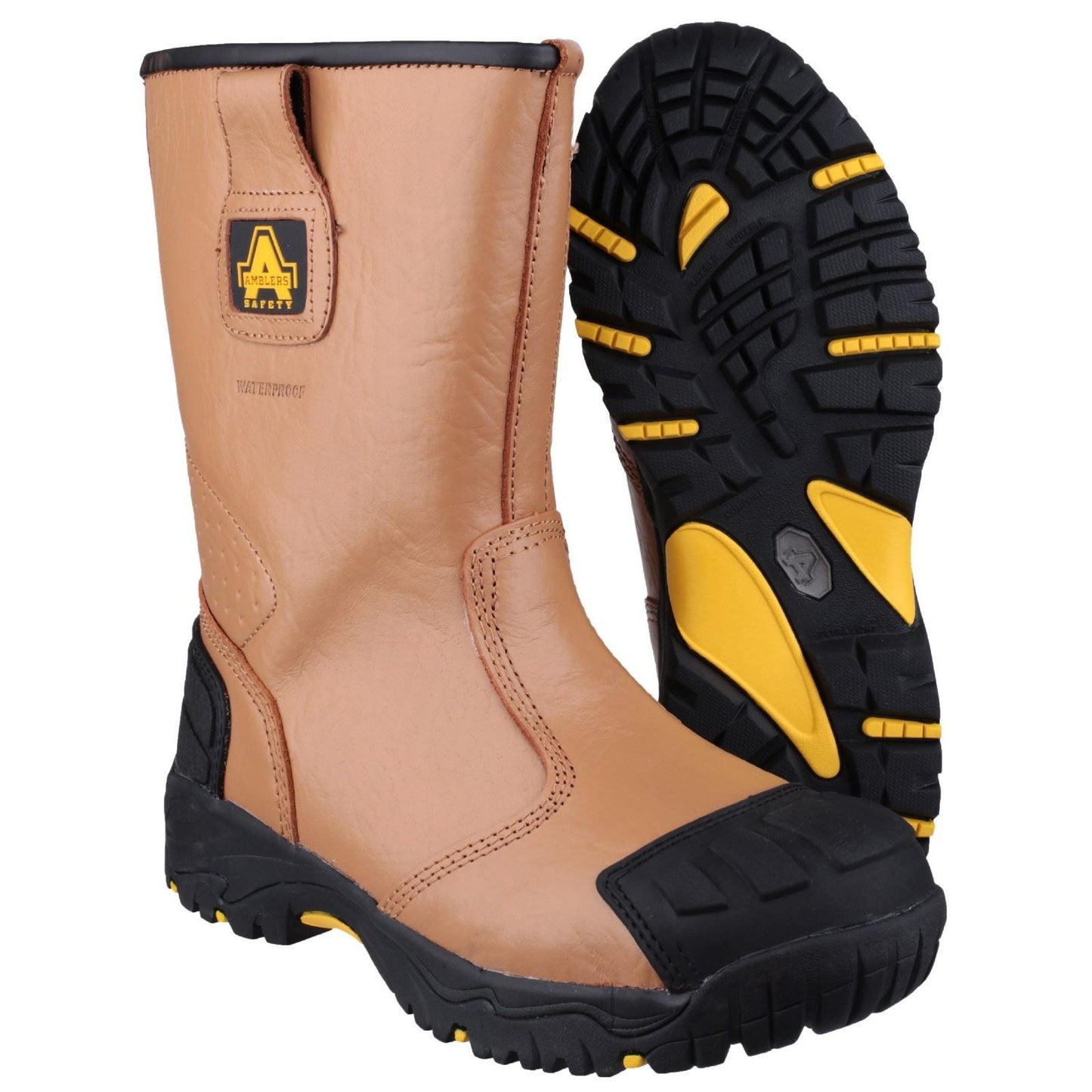 Amblers Safety Men's FS143 Waterproof pull on Safety Rigger Boot in Tan