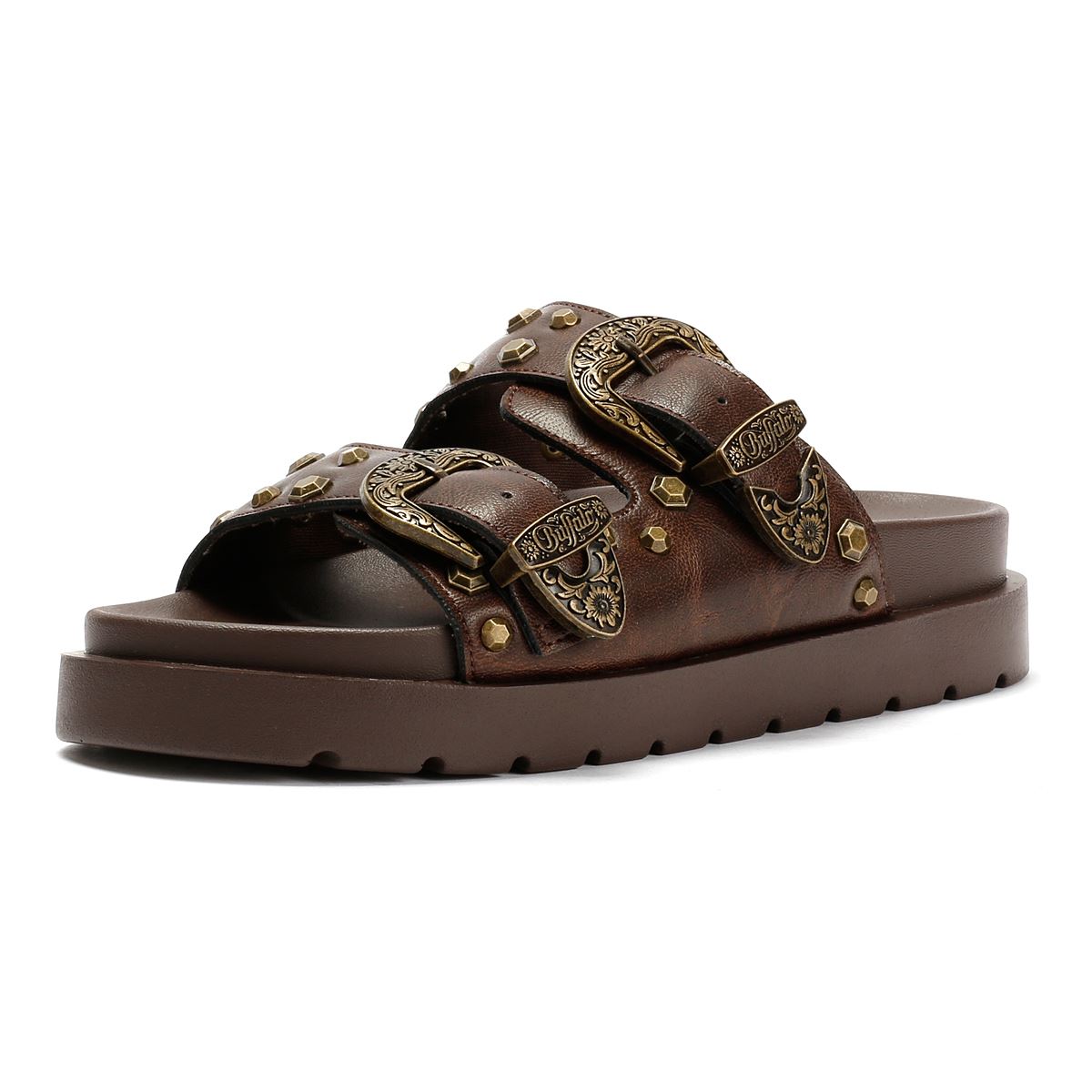 Buffalo Raya Ari West Leather Women's Brown Sandals