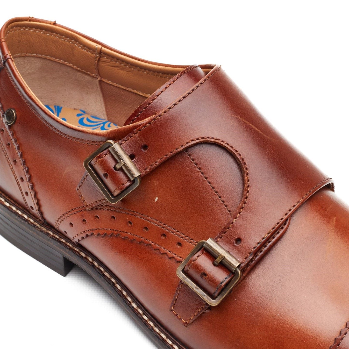 Base London Henley Monk Leather Men's Burnt Tan Double Monk Shoes