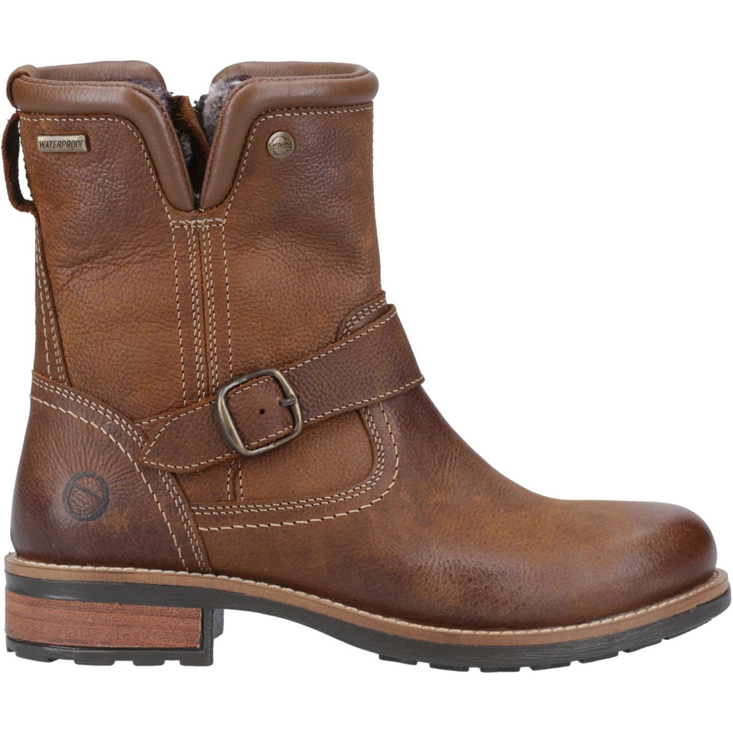 Cotswold Kinsham Leather Women's Tan Winter Mid Calf Boots