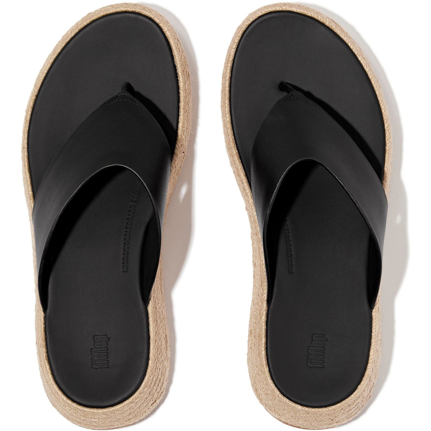 Fitflop F-Mode Toe Post Leather Women's Black Sandals