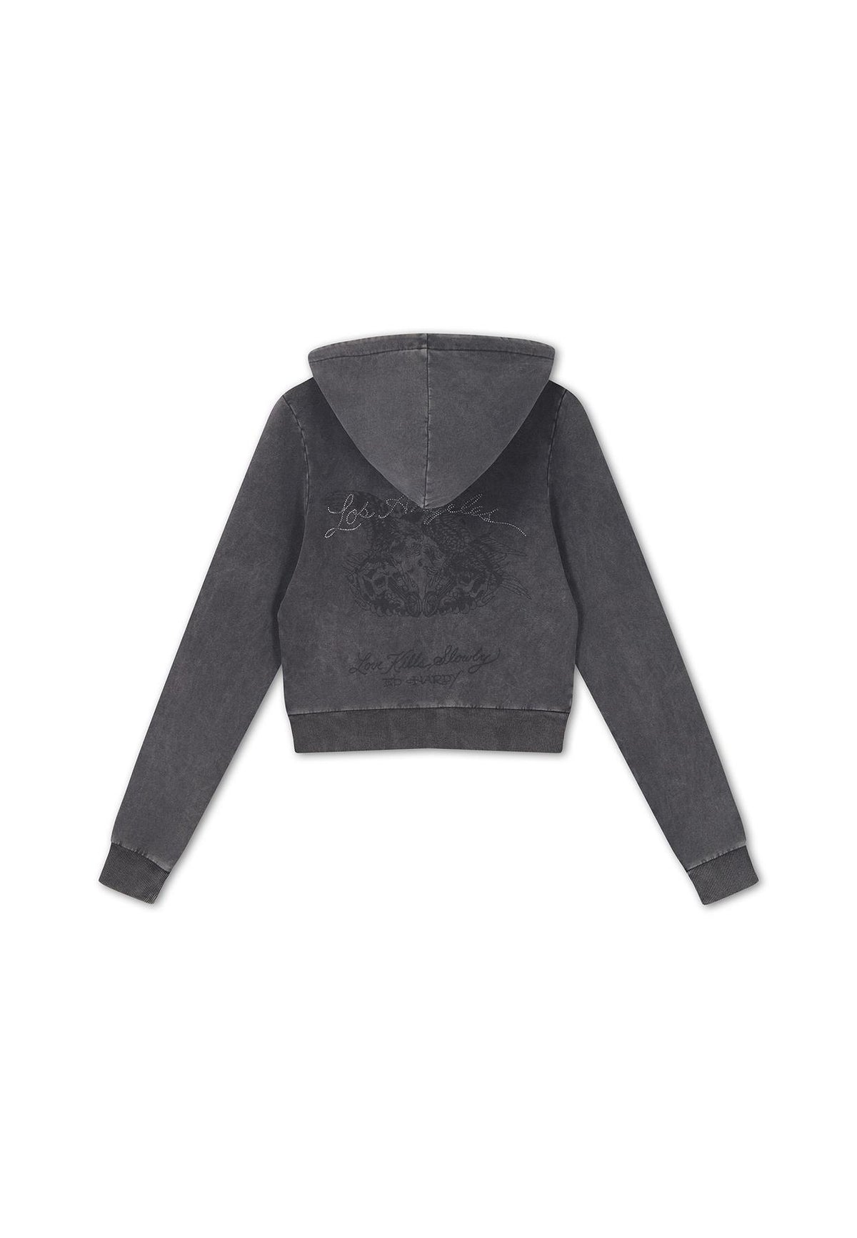 Ed Hardy Stay True Fitted Cropped Zip Women's Black Hoodie