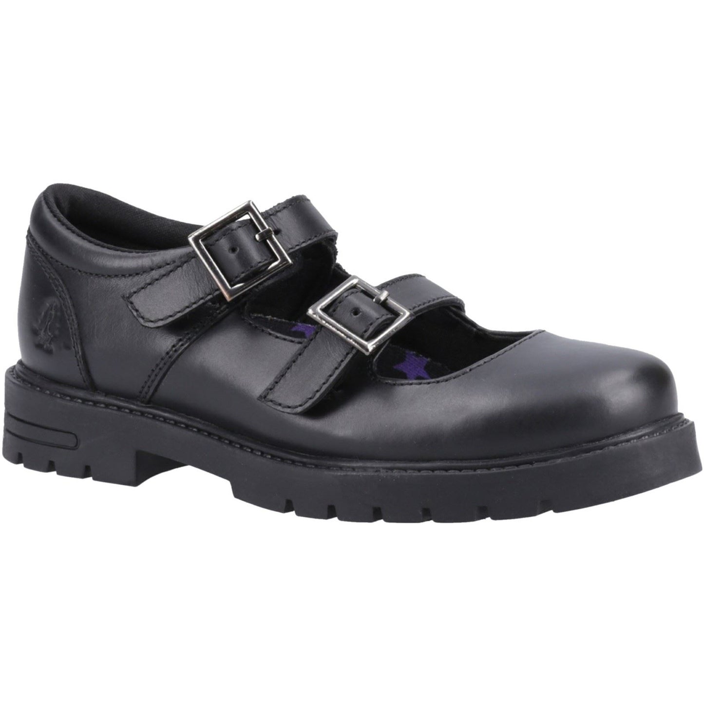 Hush Puppies Ella Leather Youth Black Shoes