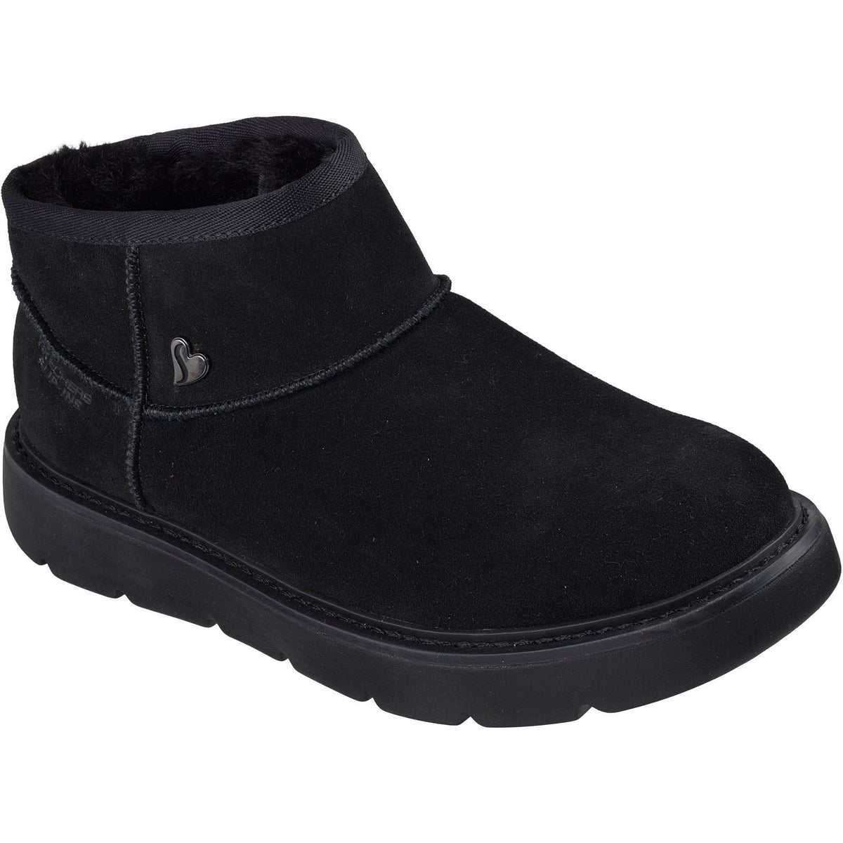 Skechers Keepsakes Cozy Mini Leather Women's Black Suede/Faux Fur Boots