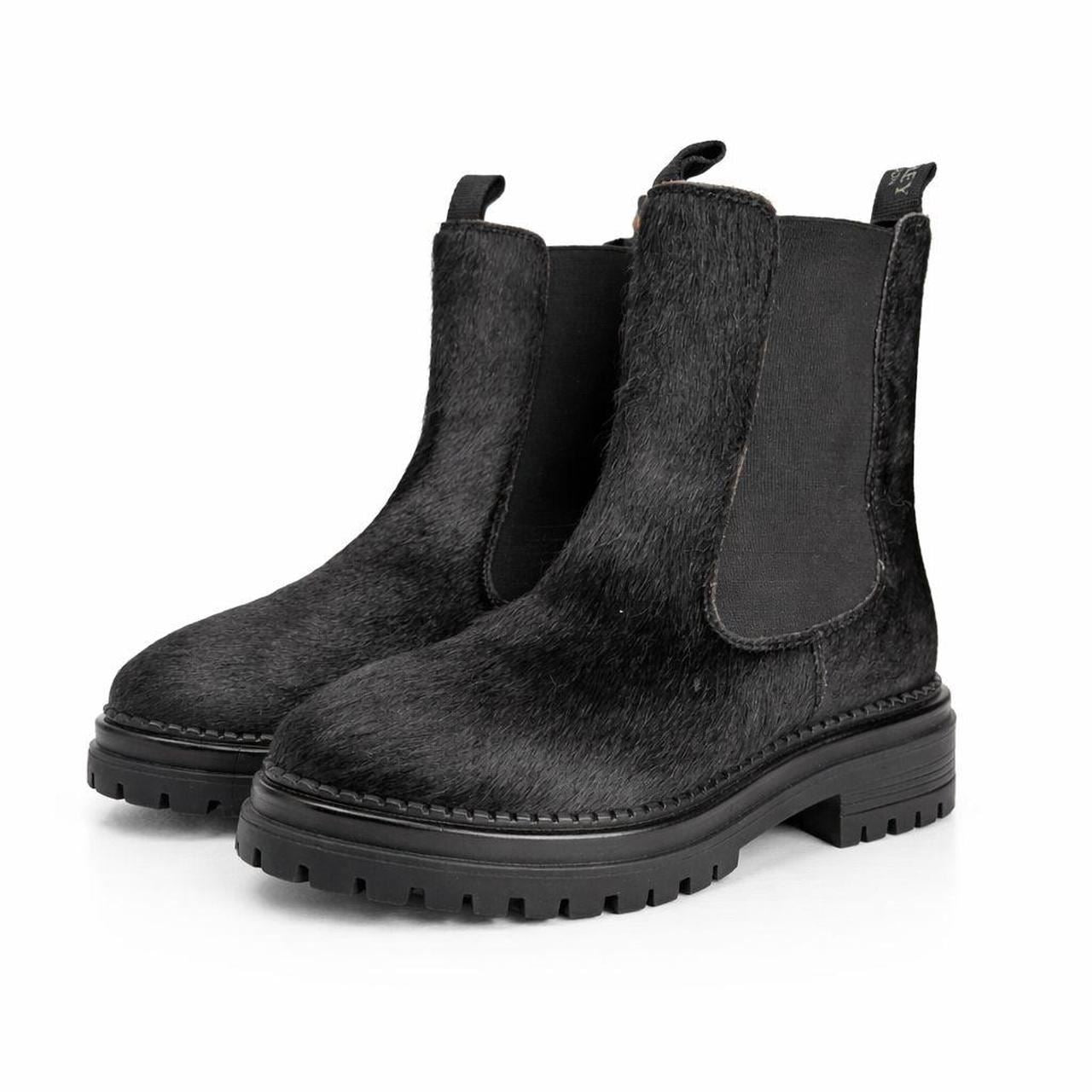 Osprey London The Hampton Chelsea Leather/Pony Hair Women's Black/Olive Boots