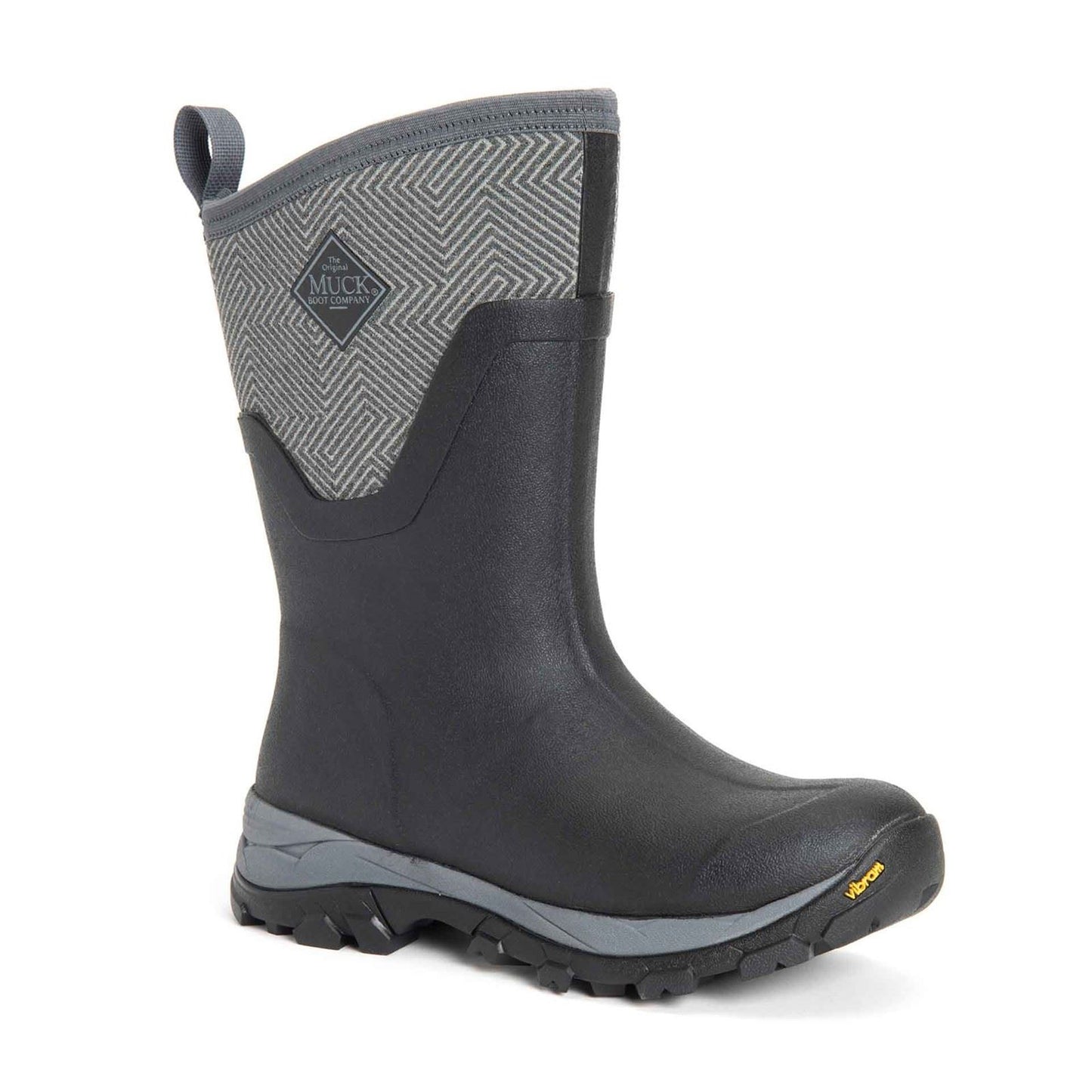 Muck Boots Women's Arctic Ice Mid Wellingtons in Black/Grey Geometric