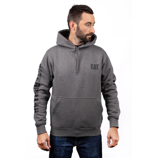 Caterpillar Men's Trademark Banner Hooded Sweatshirt in Dark Grey