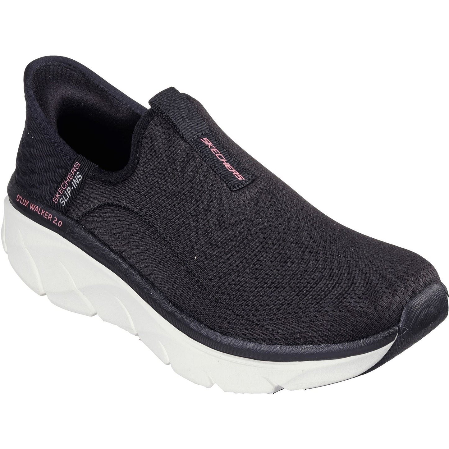 Skechers Women's D'Lux Walker 2.0 Shoes in Black/Pink