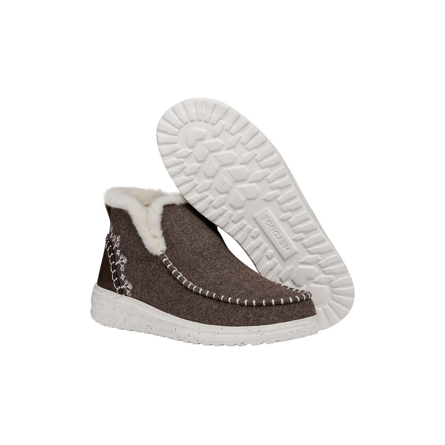 HEYDUDE Women's Denny Wool Faux Shearling Boots in Walnut