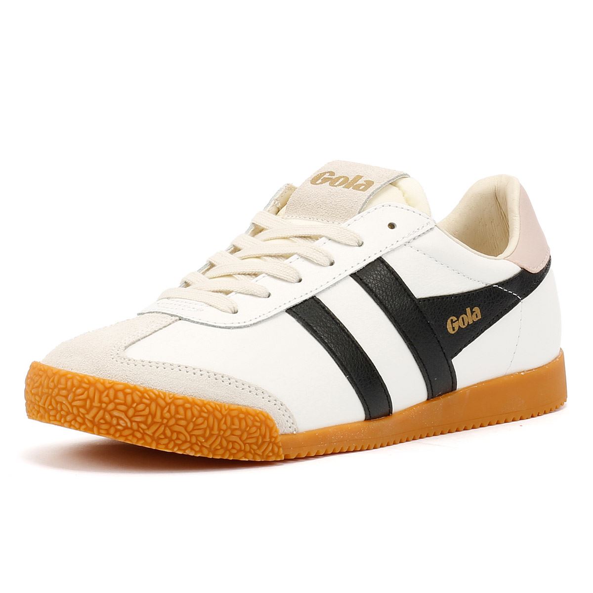Gola - CLB745WB WOMENS ELAN LEATHER WHITE/BLACK/CHALK PINK
