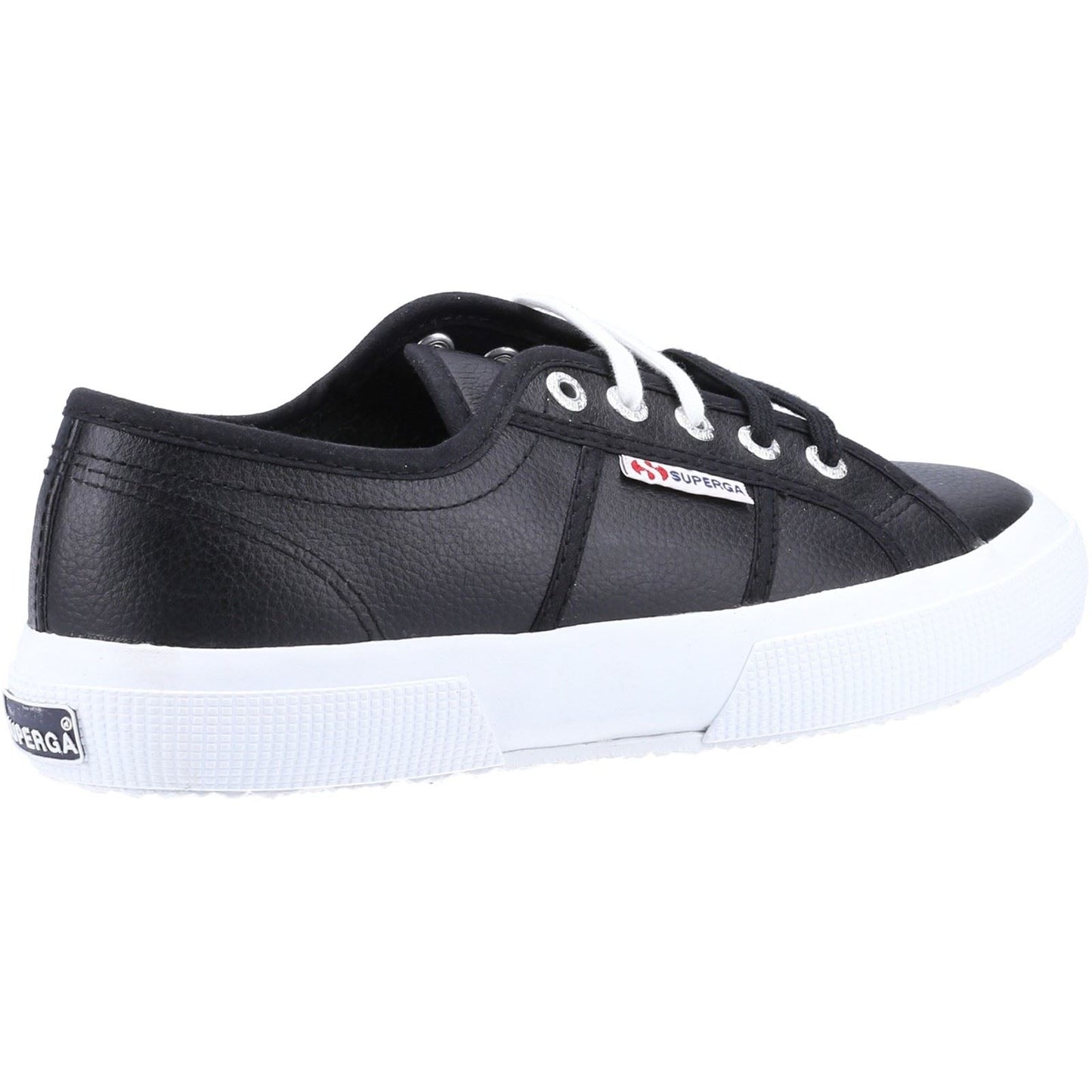 Superga Men's 2750 Tumbled Leather Shoe in Black/White