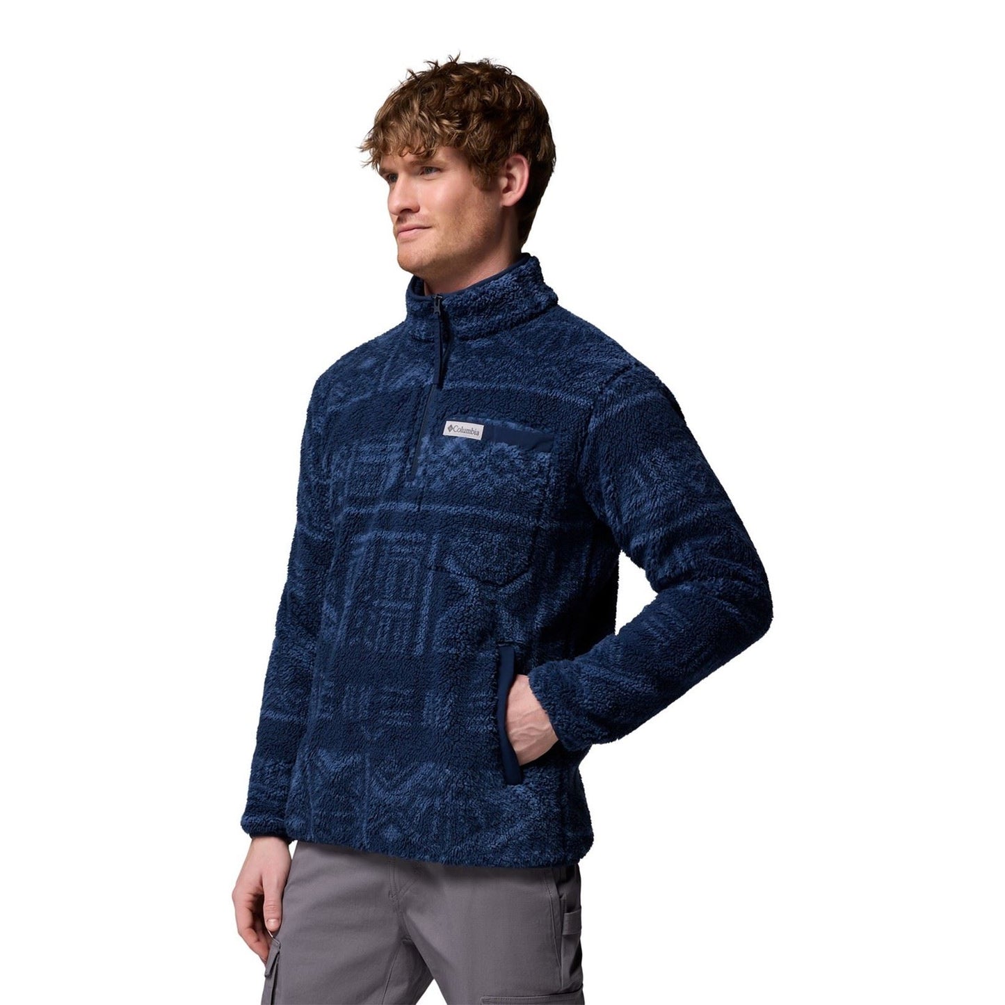 Columbia Rugged Ridge High Pile Half Zip Men's Blue Zip Neck Pullovers