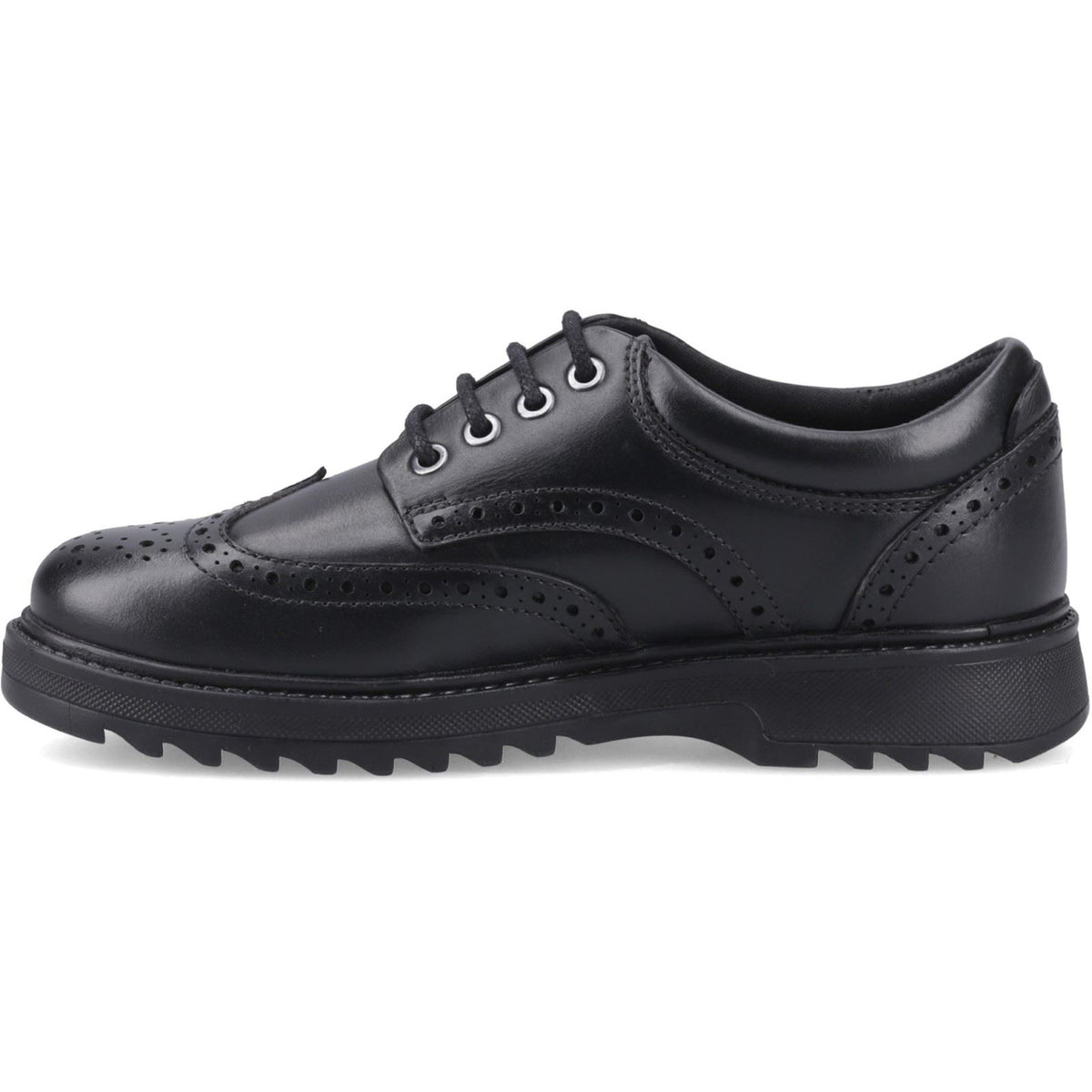 Hush Puppies Romeo Snr2 Leather Boy's Black Brogues