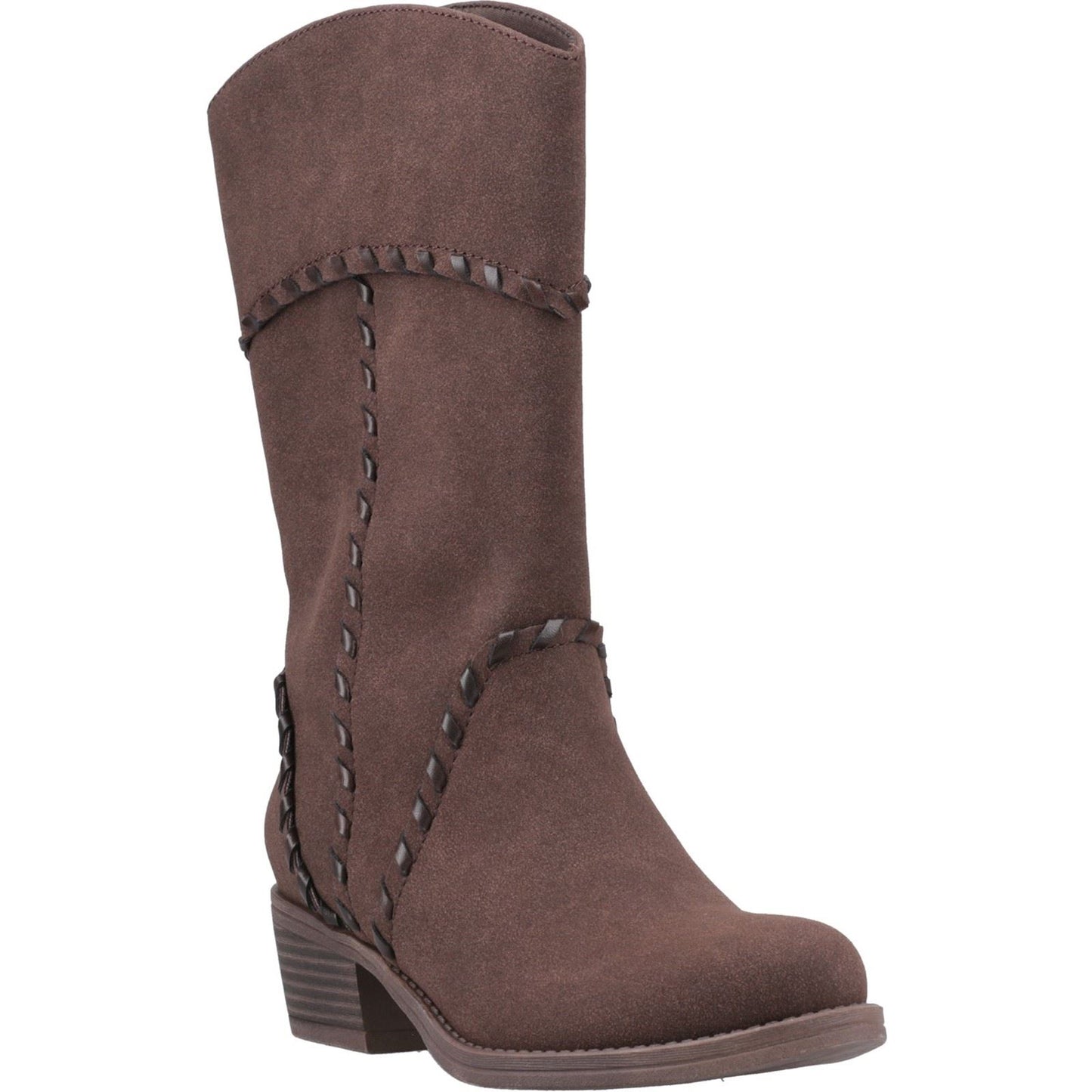 Rocket Dog Rowdy Faux Leather Women's Dark Brown Heeled Mid Calf Boots