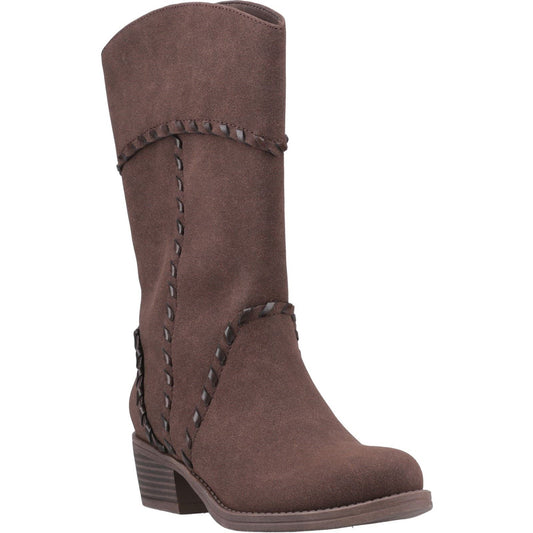 Rocket Dog Rowdy Faux Leather Women's Dark Brown Heeled Mid Calf Boots