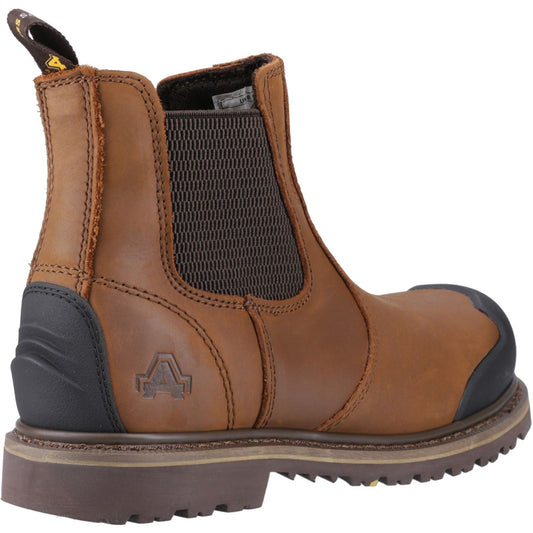 Amblers Safety Men's FS225 Goodyear Welted Waterproof Pull On Chelsea Safety Boot in Brown
