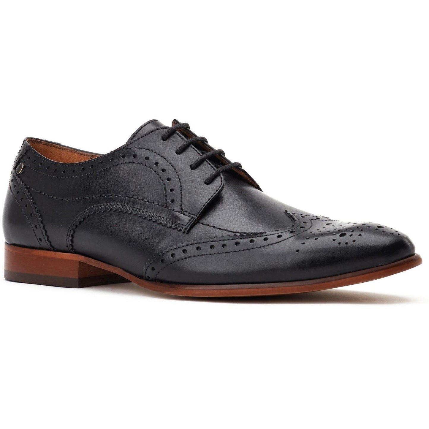 Base London Barbera Leather Men's Black Standard Brogues Shoes