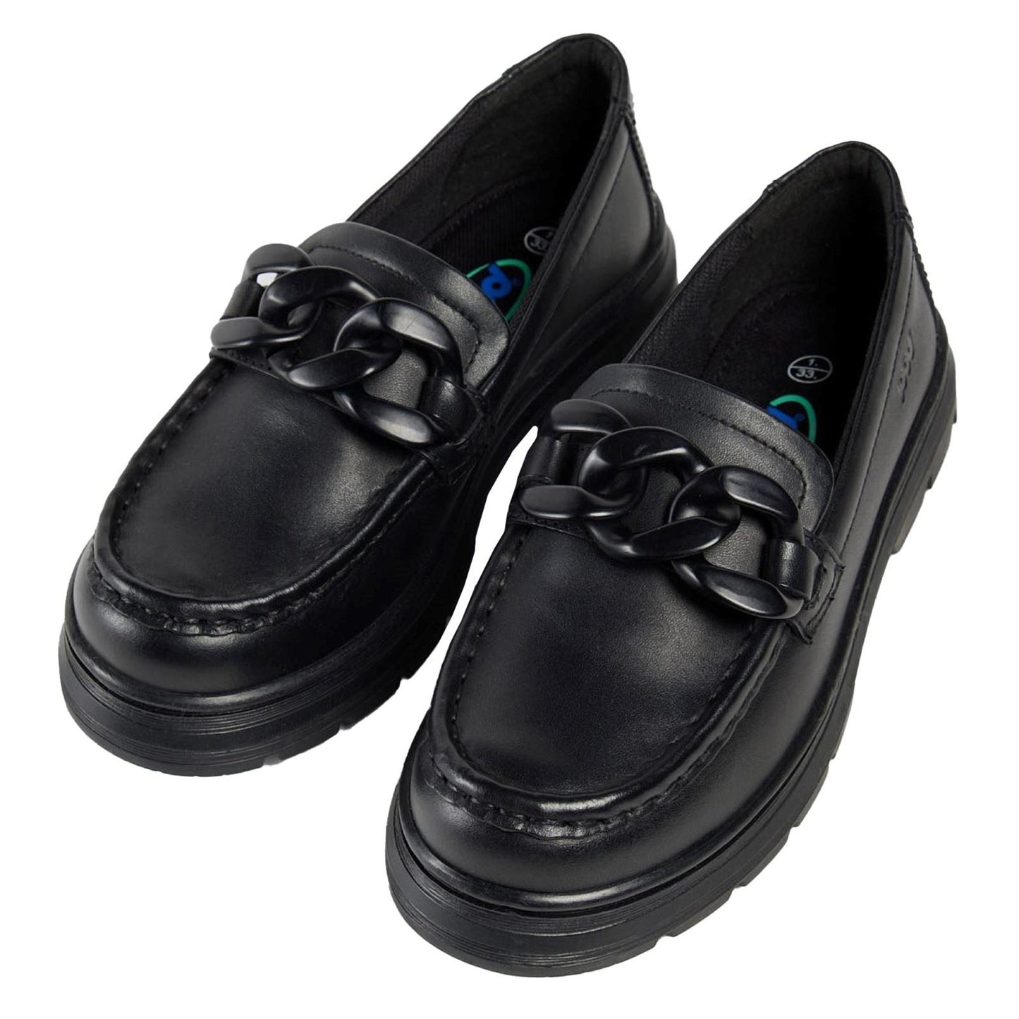 Pod Mina Leather Youth Black Loafers